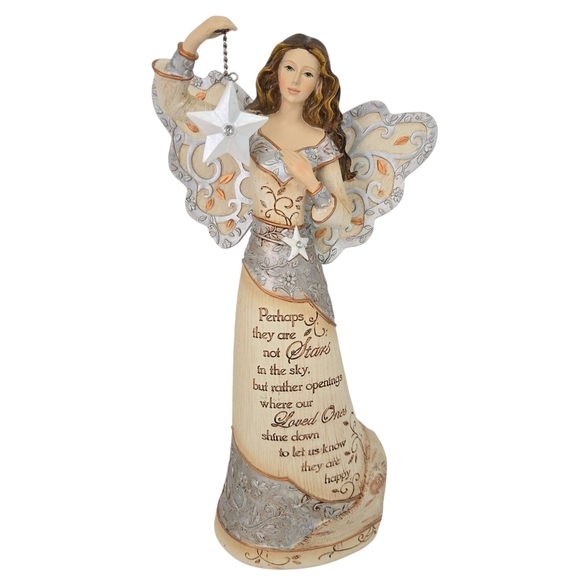 Angel Ivory Silver Sympathy Grief Large 9" Figurine- Pavilion Gift Stars in Sky - Picture 1 of 7